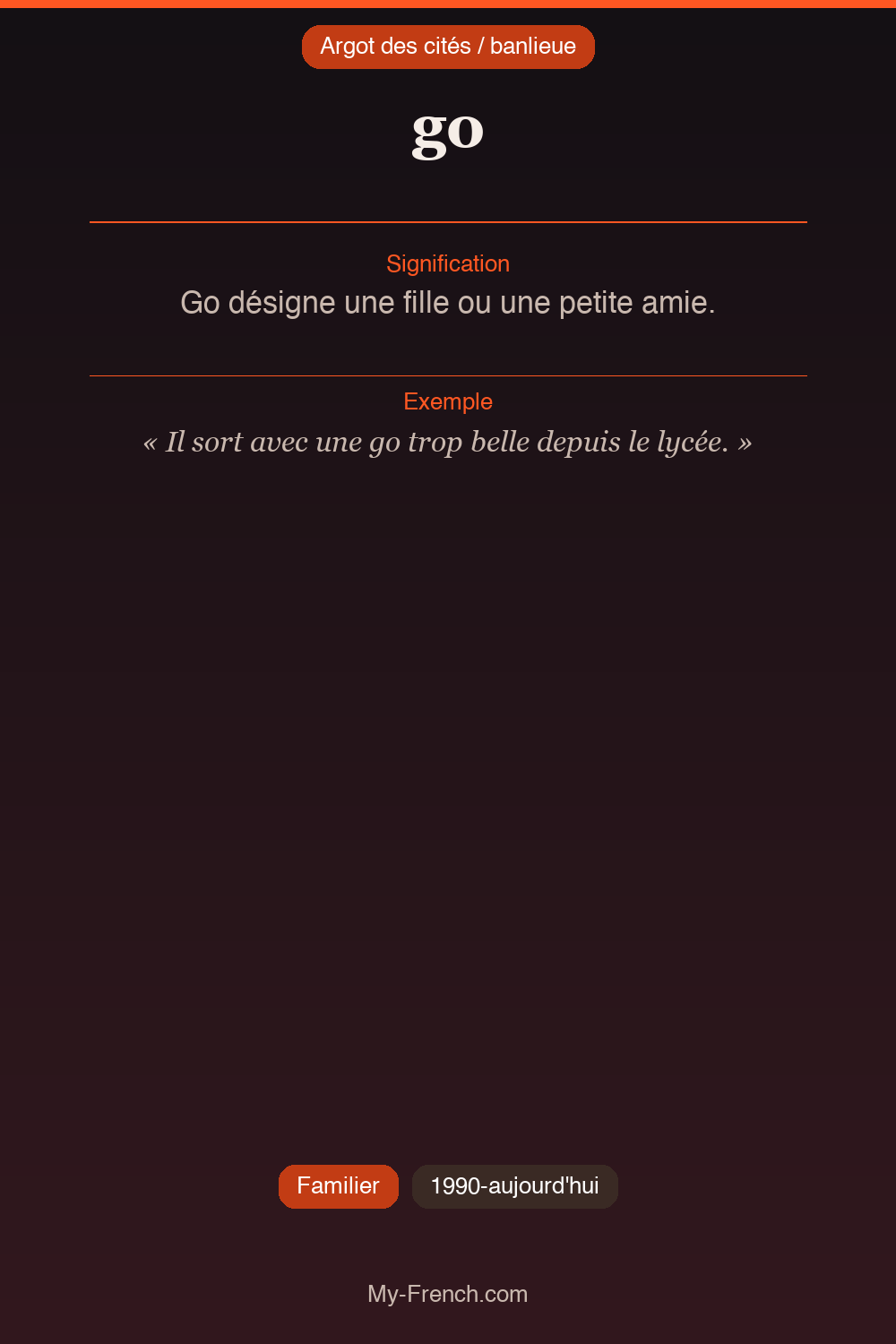 Argot français : « go »