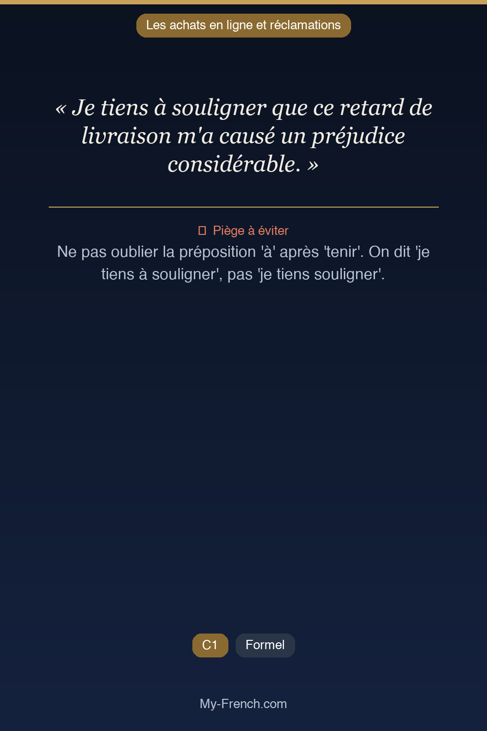 Français des affaires : « Je tiens à souligner que ce retard de livraison m'a causé un préjudice »