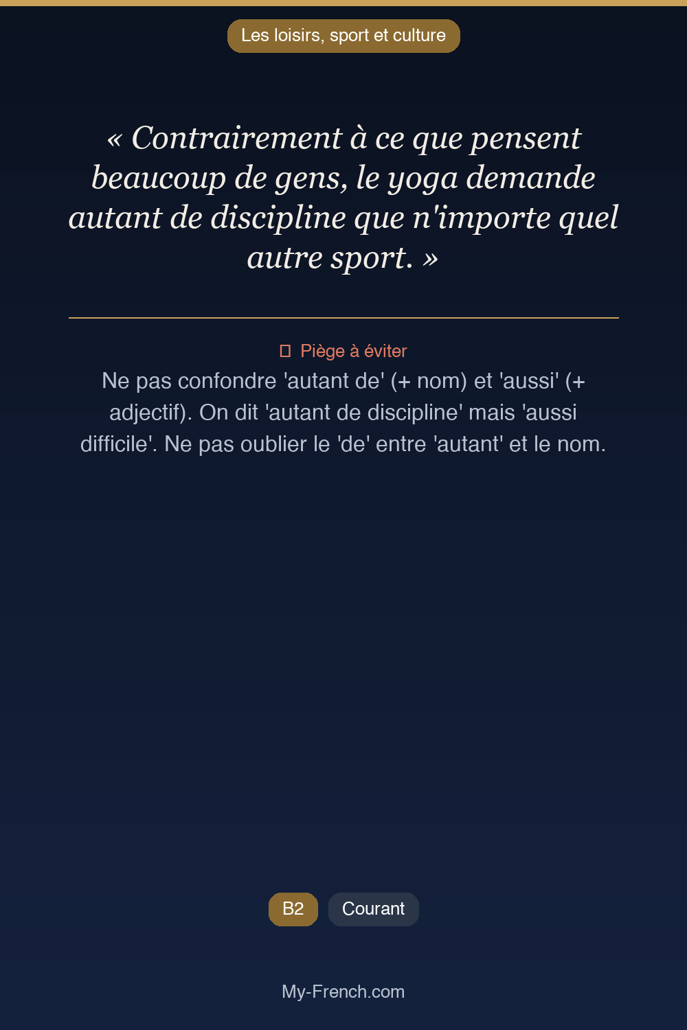 Français des affaires : « Contrairement à ce que pensent beaucoup de gens, le yoga demande autan »