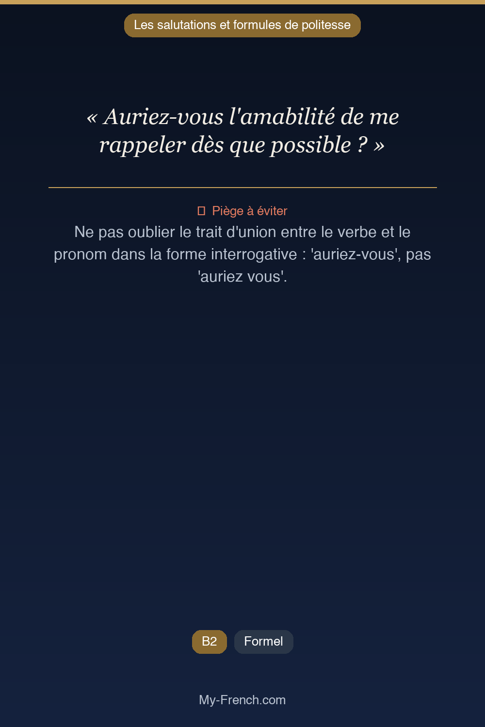 Français des affaires : « Auriez-vous l'amabilité de me rappeler dès que possible ? »