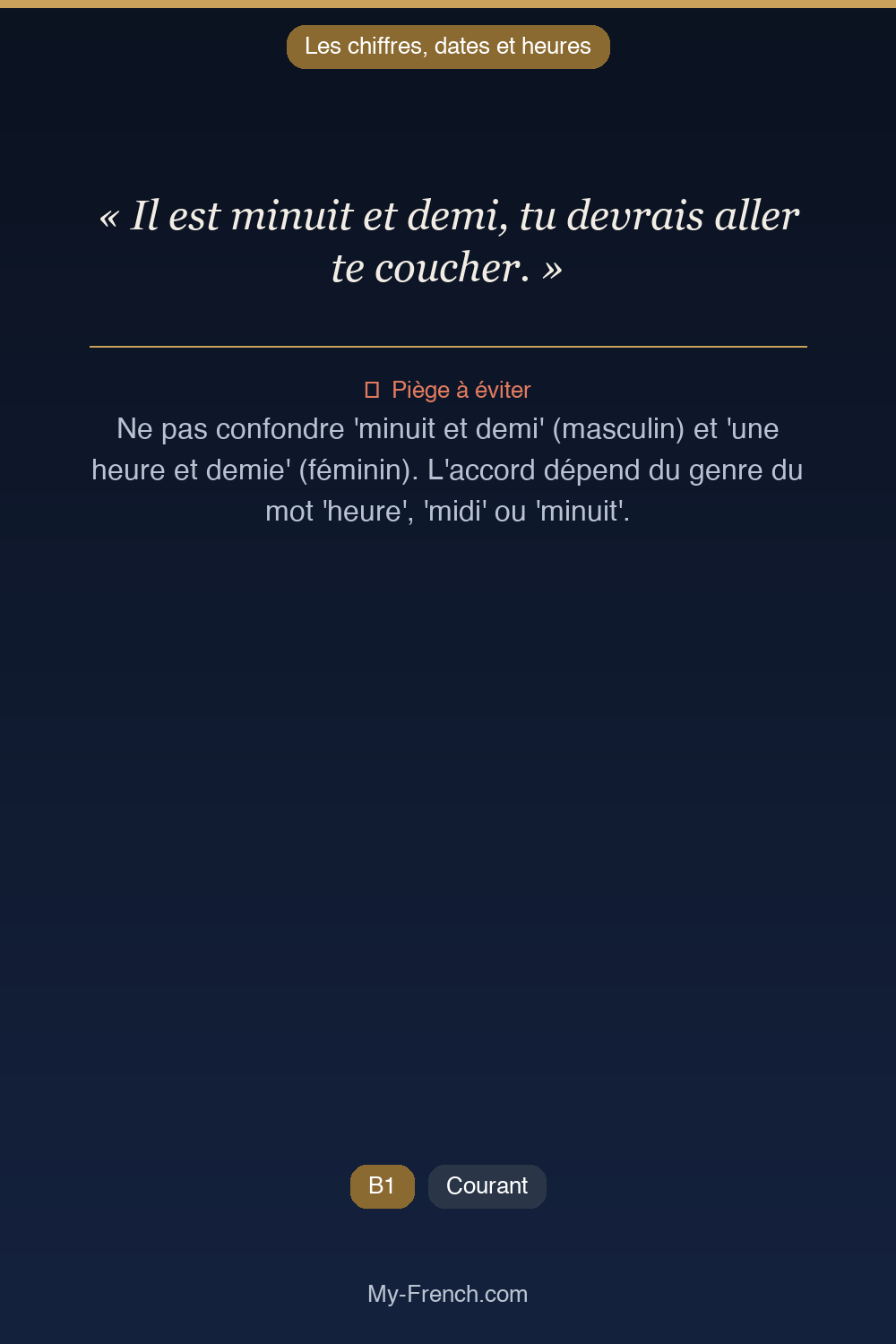 Français des affaires : « Il est minuit et demi, tu devrais aller te coucher. »