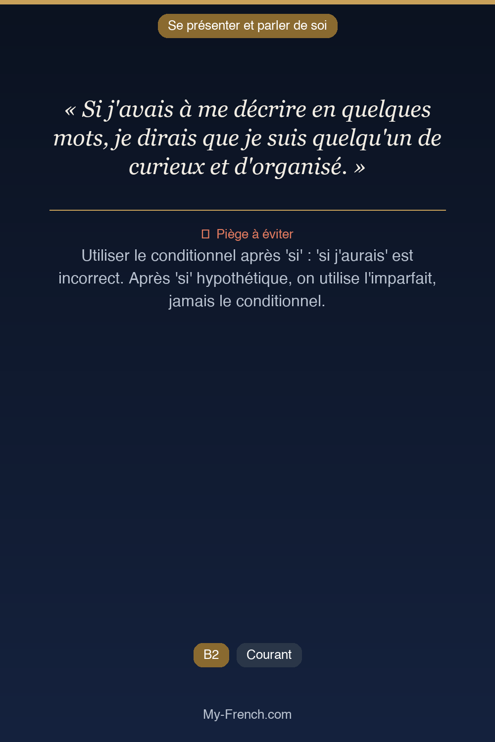 Français des affaires : « Si j'avais à me décrire en quelques mots, je dirais que je suis quelqu »