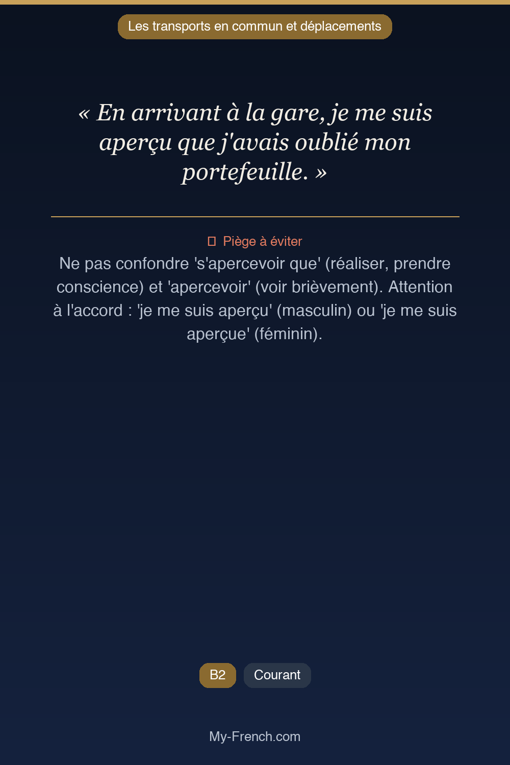 Français des affaires : « En arrivant à la gare, je me suis aperçu que j'avais oublié mon portef »