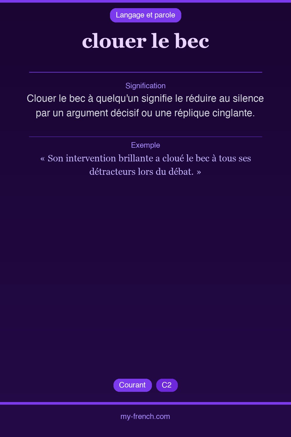 clouer le bec : que veut dire cette expression ?
