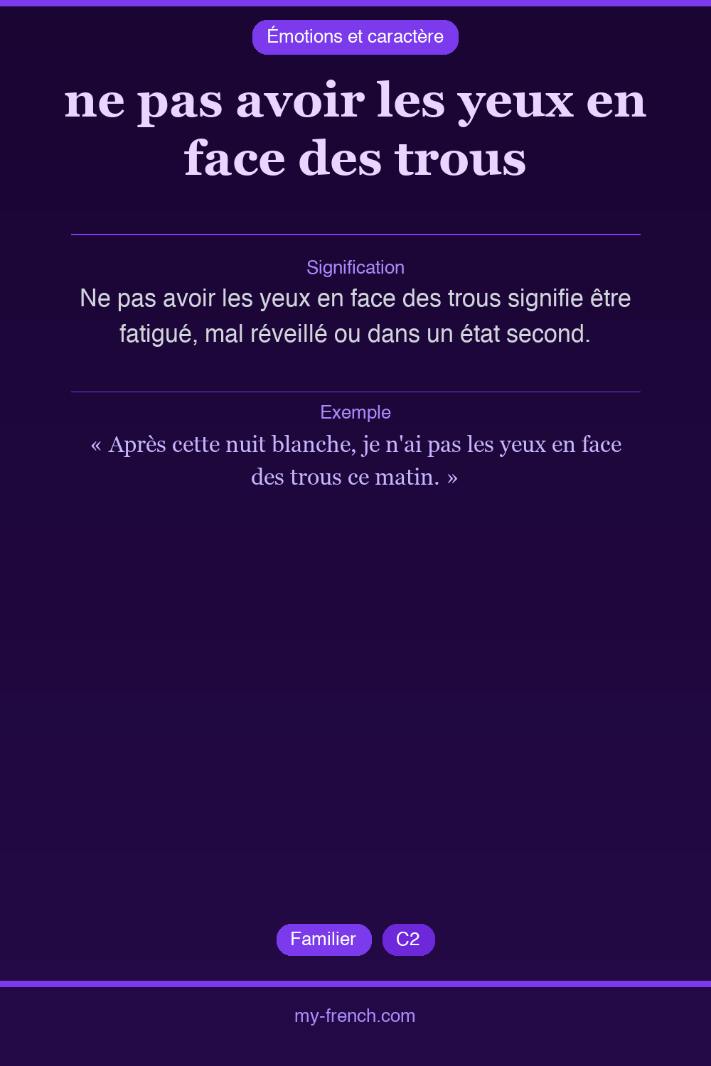 ne pas avoir les yeux en face des trous : que veut dire cette expression ?