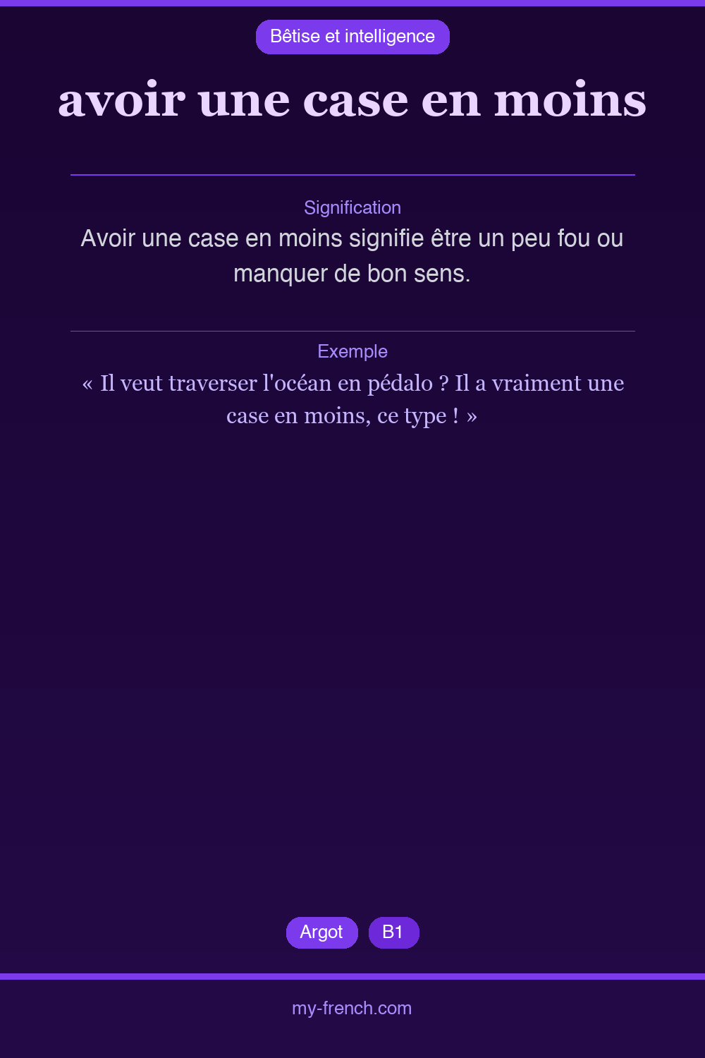 avoir une case en moins : que veut dire cette expression ?