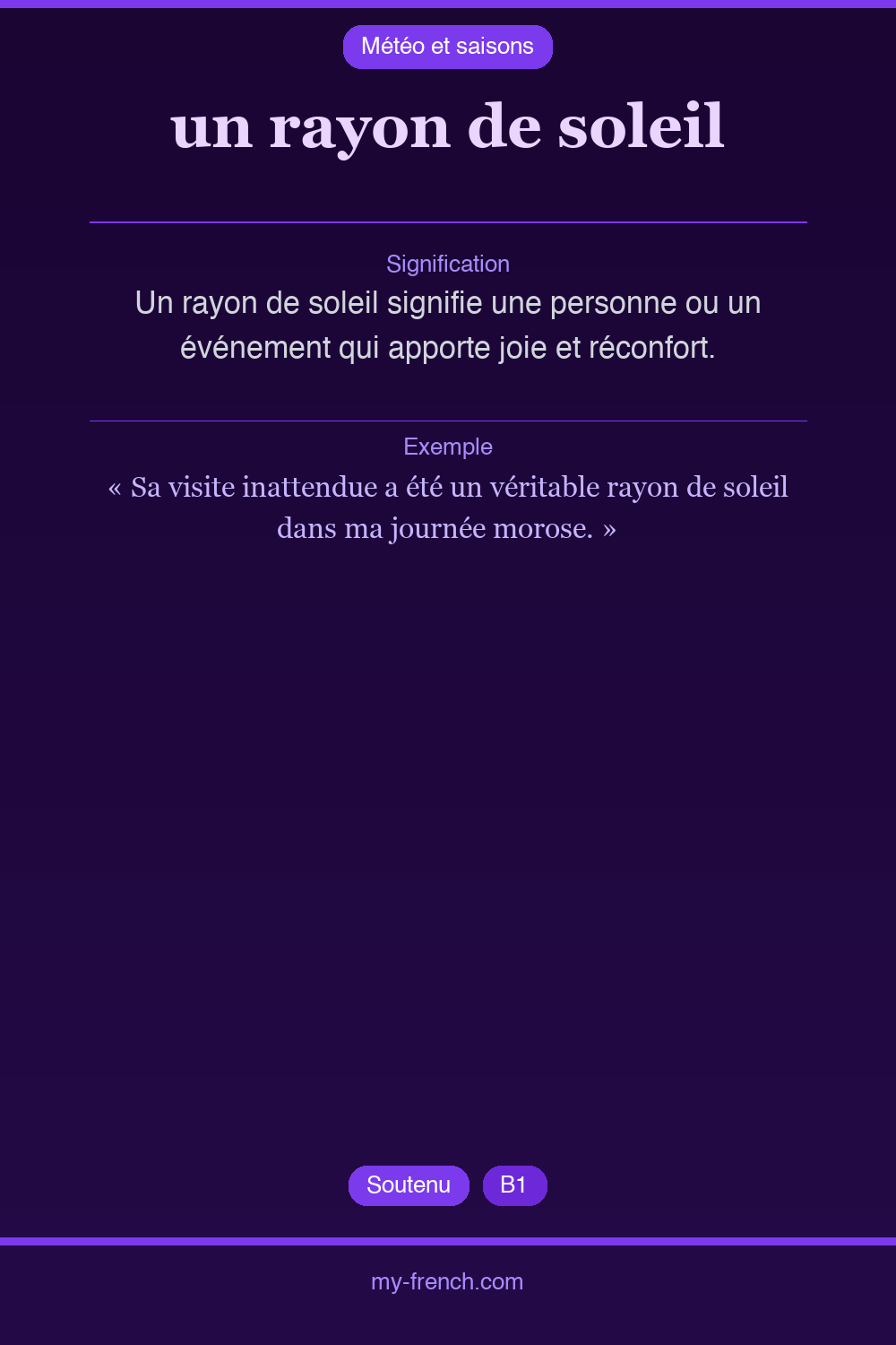un rayon de soleil : que veut dire cette expression ?
