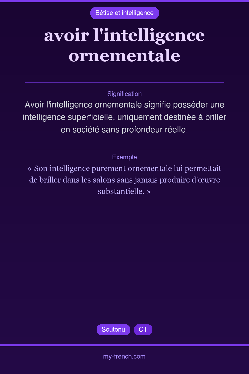 avoir l'intelligence ornementale : que veut dire cette expression ?