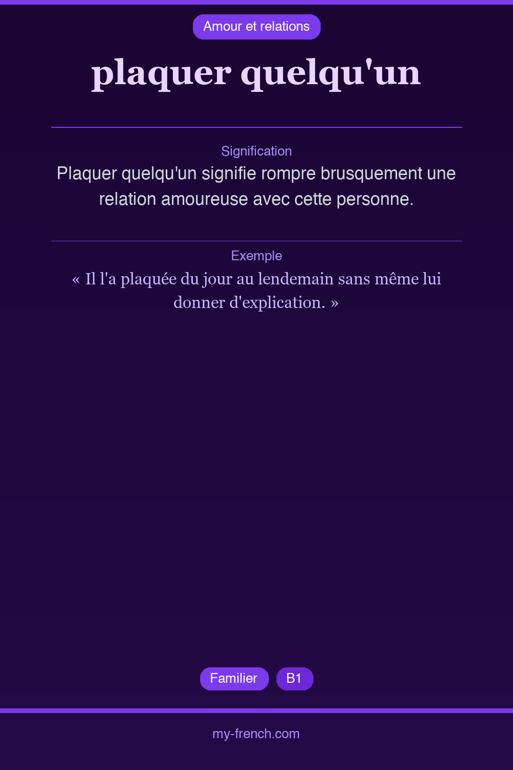 plaquer quelqu'un : que veut dire cette expression ?
