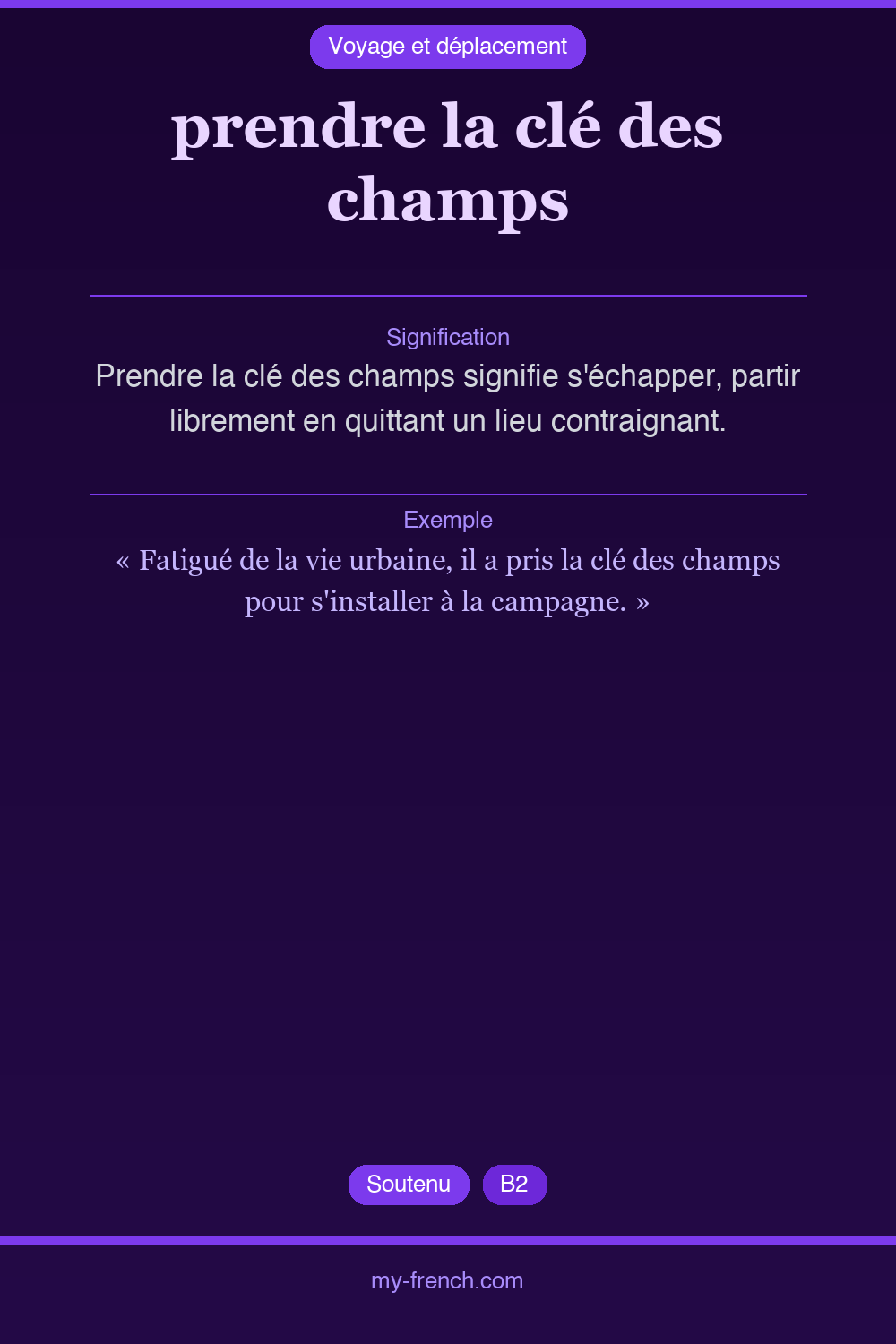 prendre la clé des champs : que veut dire cette expression ?