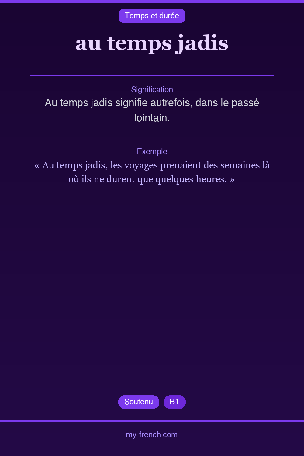 au temps jadis : que veut dire cette expression ?