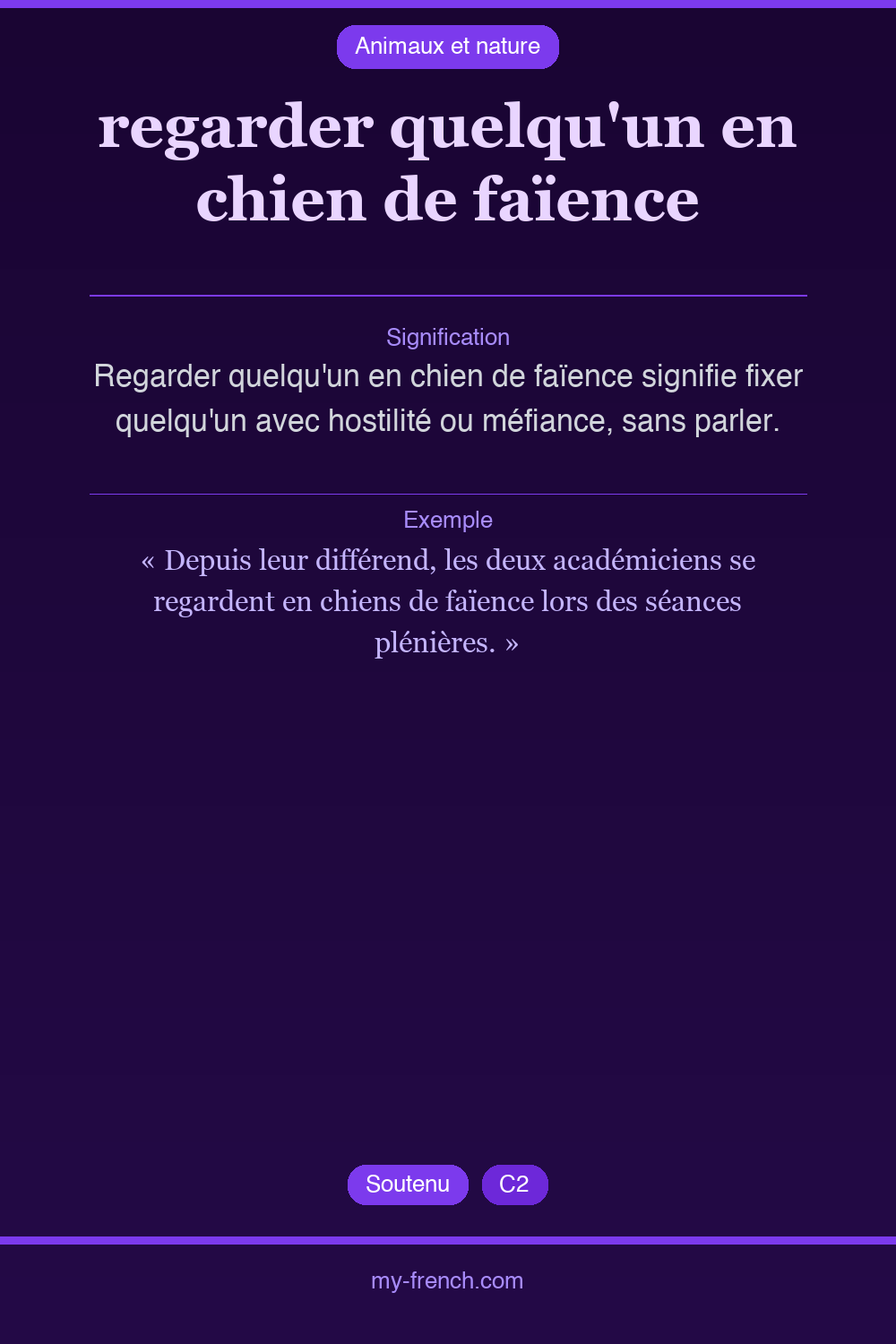regarder quelqu'un en chien de faïence : que veut dire cette expression ?