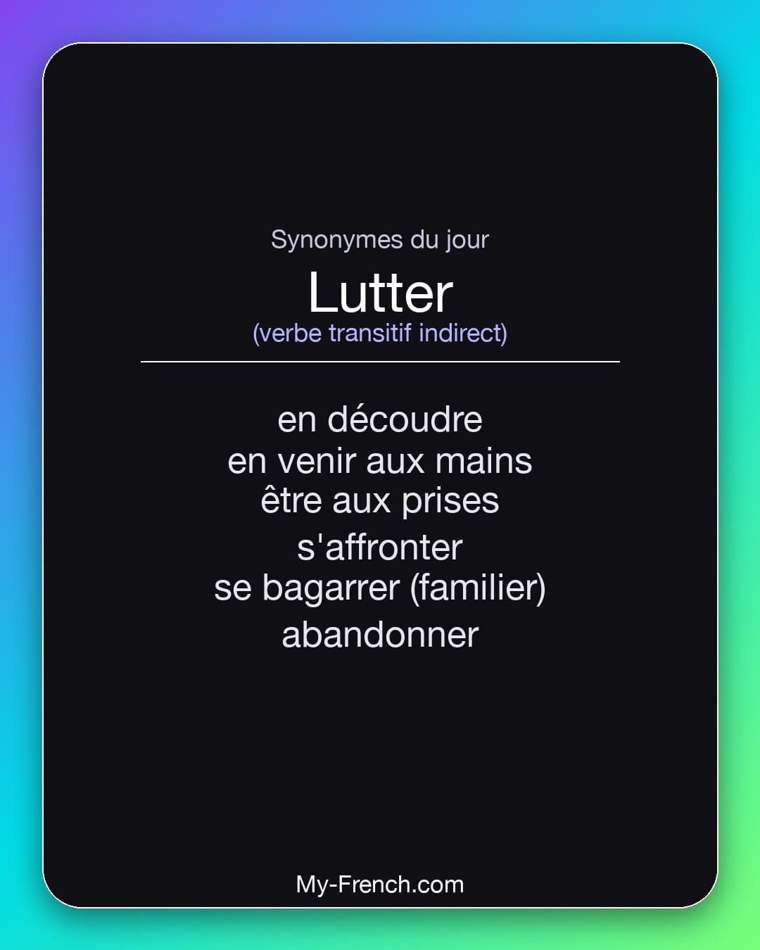 Synonymes de « lutter »
