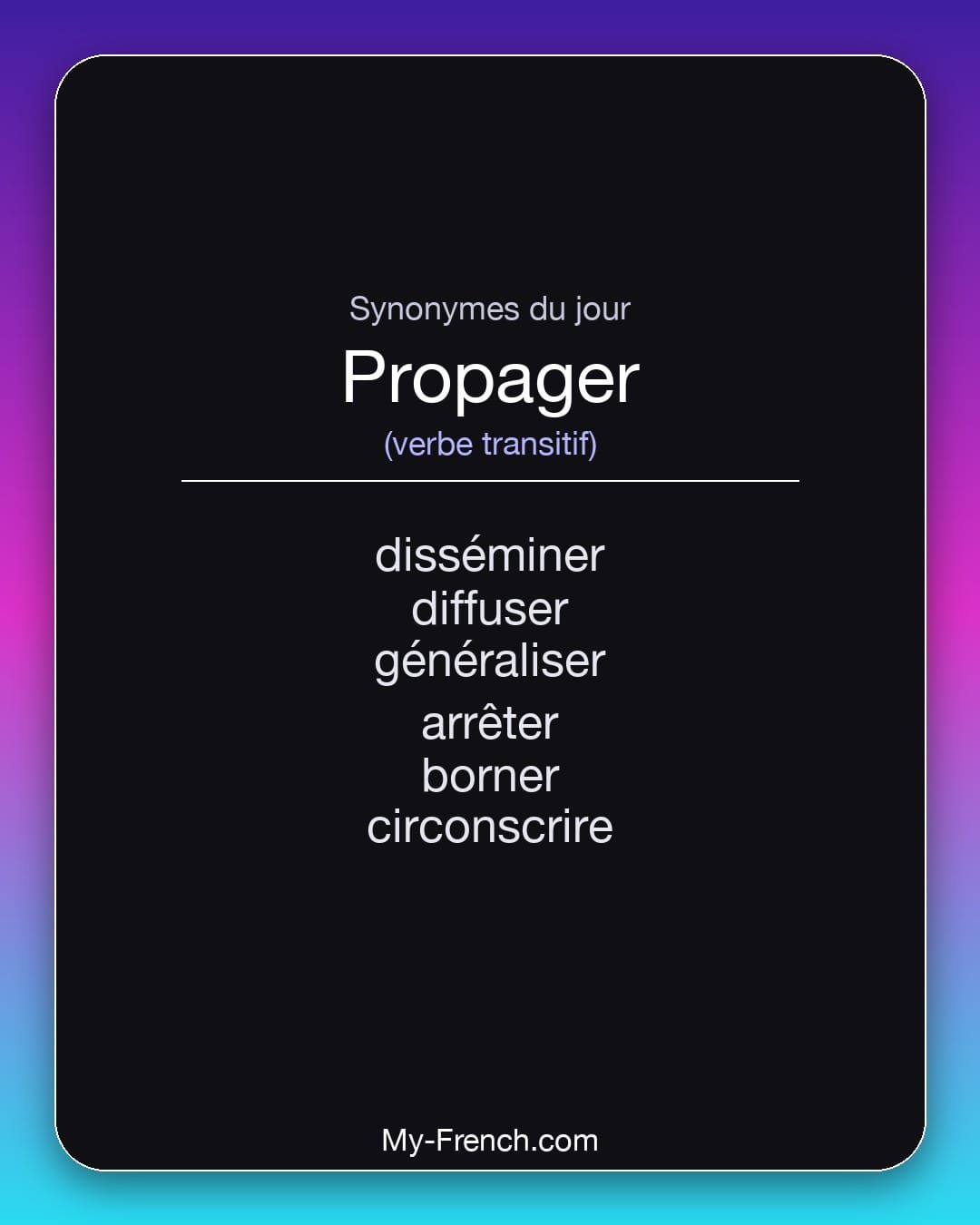 Synonymes de « propager »