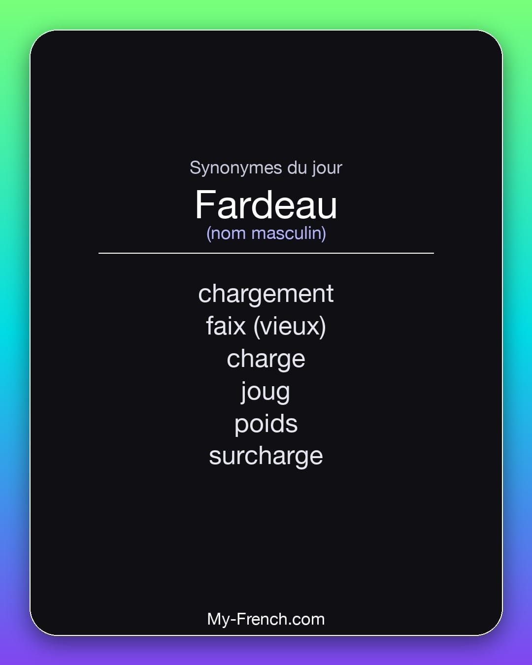 Synonymes de « fardeau »