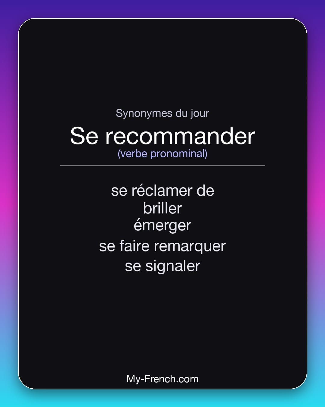 Synonymes de « se recommander »
