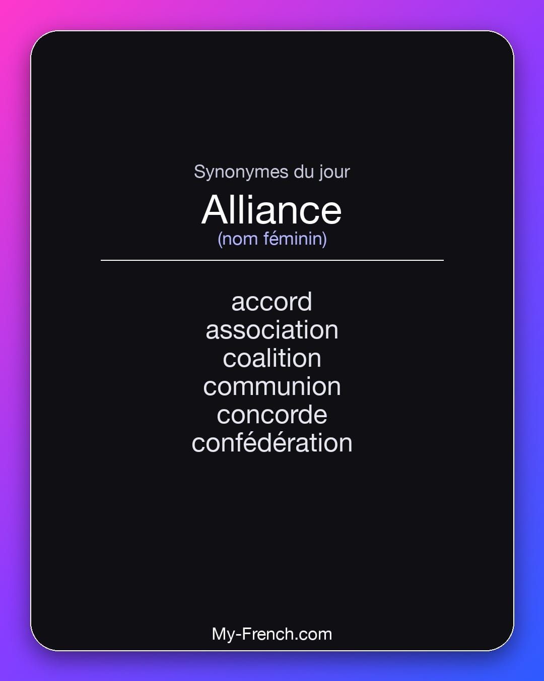 Synonymes de « alliance »