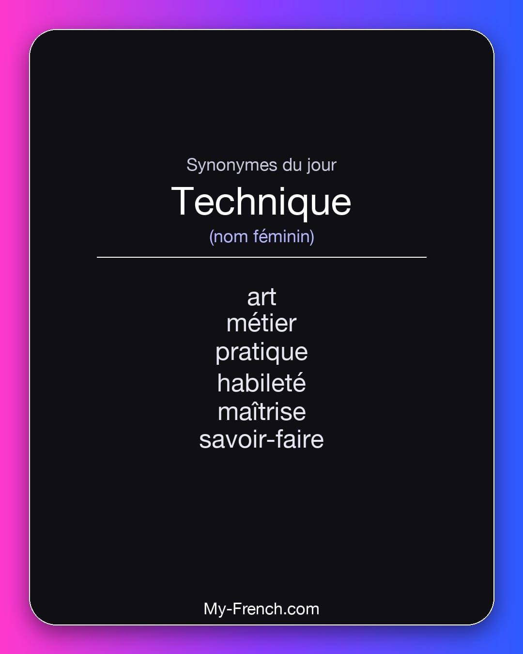 Synonymes de « technique »