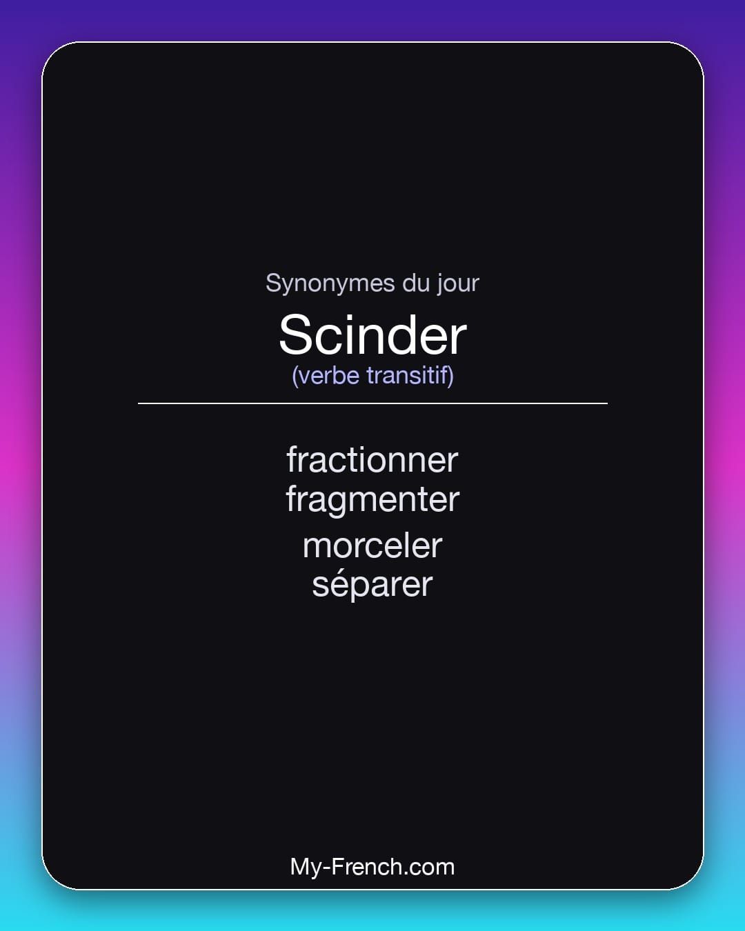 Synonymes de « scinder »