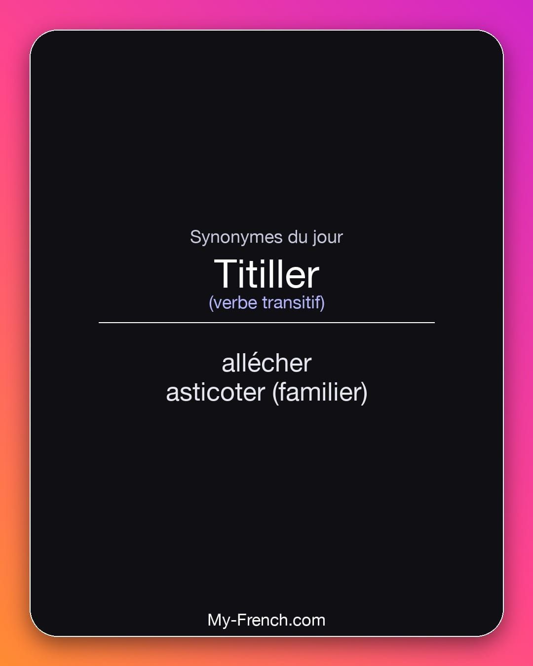 Synonymes de « titiller »