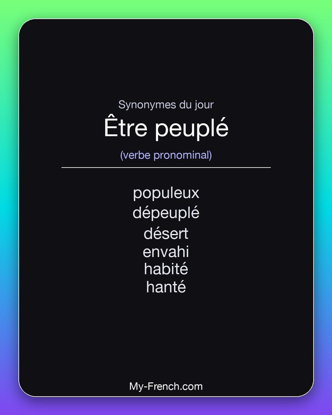 Synonymes de « être peuplé »