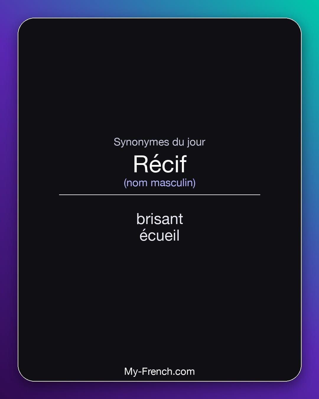 Synonymes de « récif »