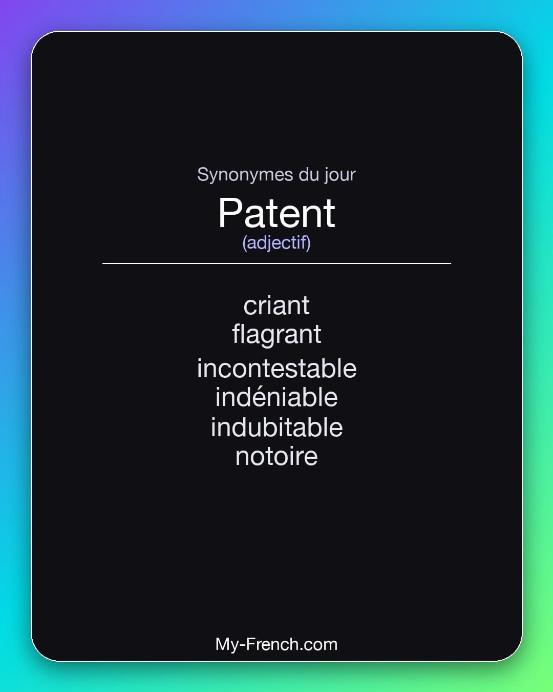 Synonymes de « patent »