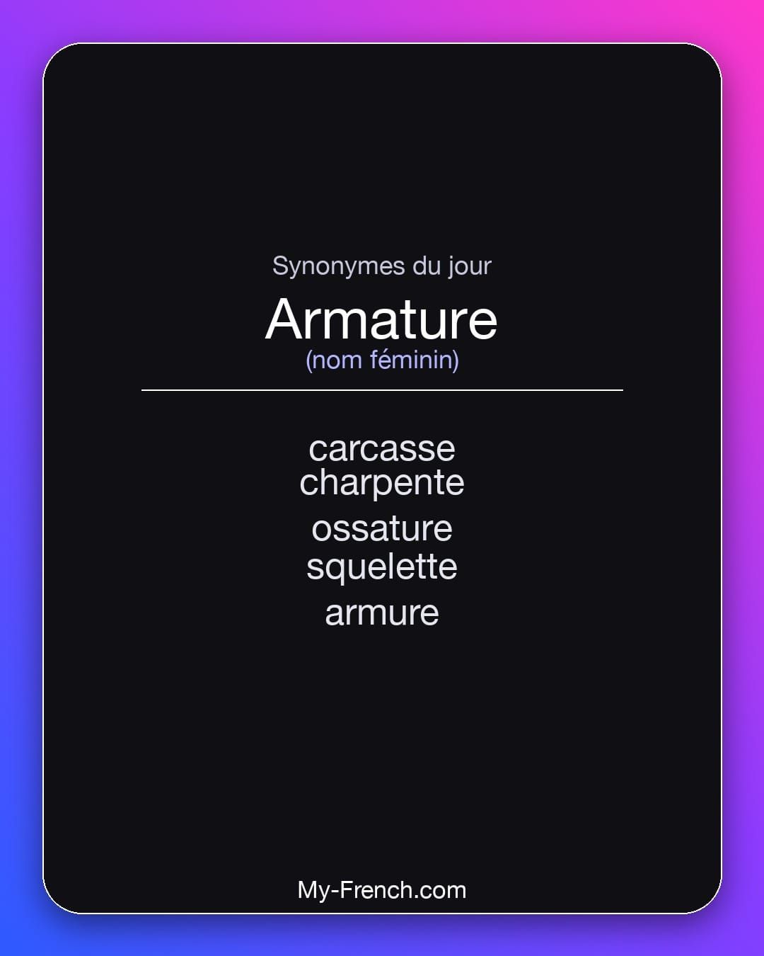 Synonymes de « armature »