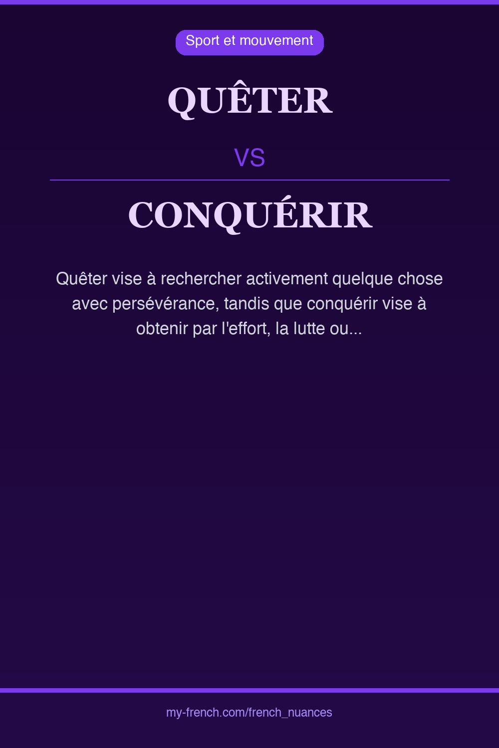 quêter vs conquérir : quelle nuance ?