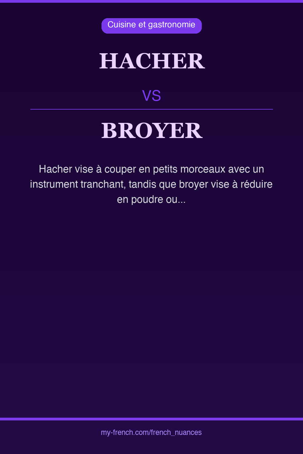 hacher vs broyer : quelle nuance ?