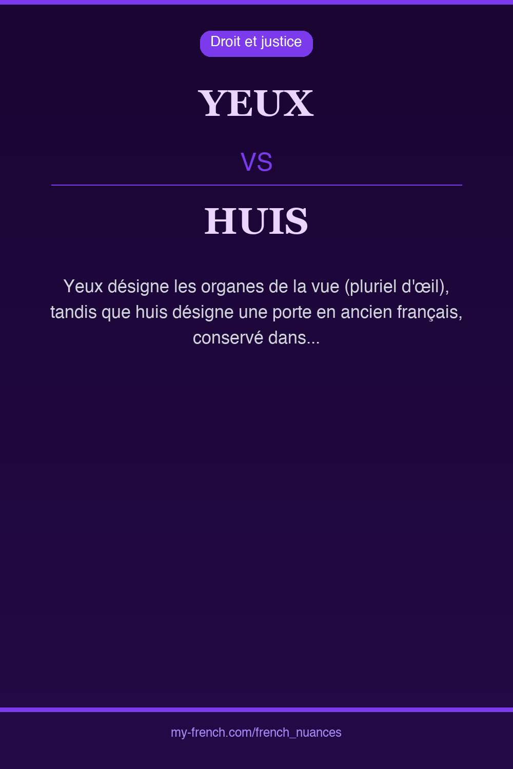 yeux vs huis : quelle nuance ?