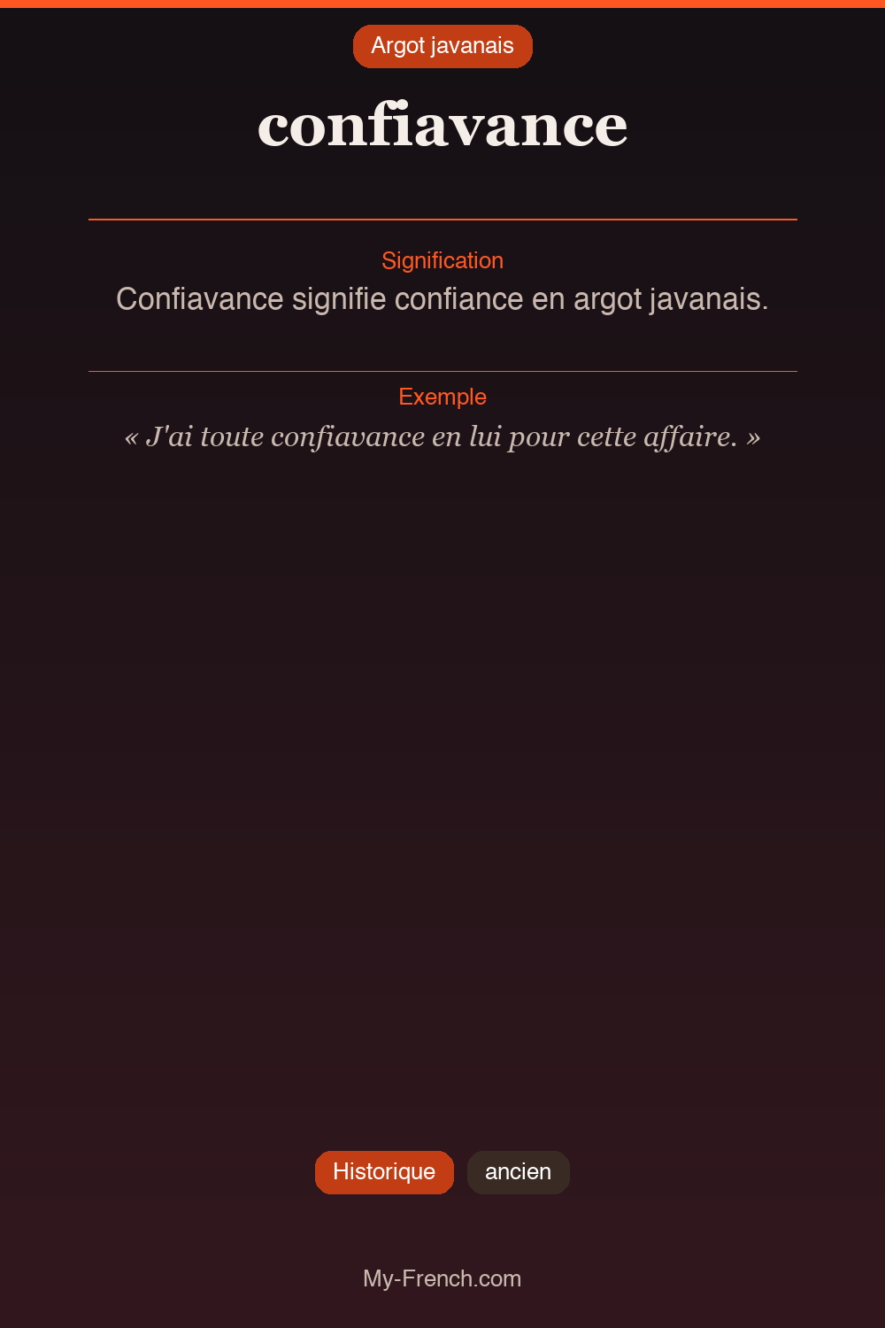 Argot français : « confiavance »