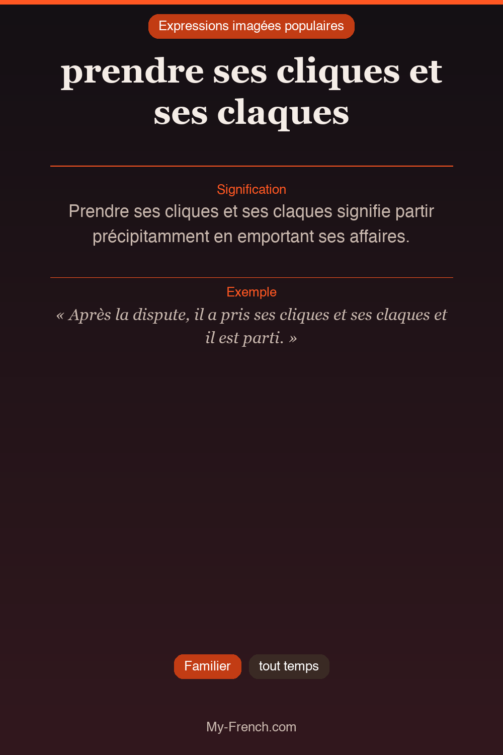 Argot français : « prendre ses cliques et ses claques »