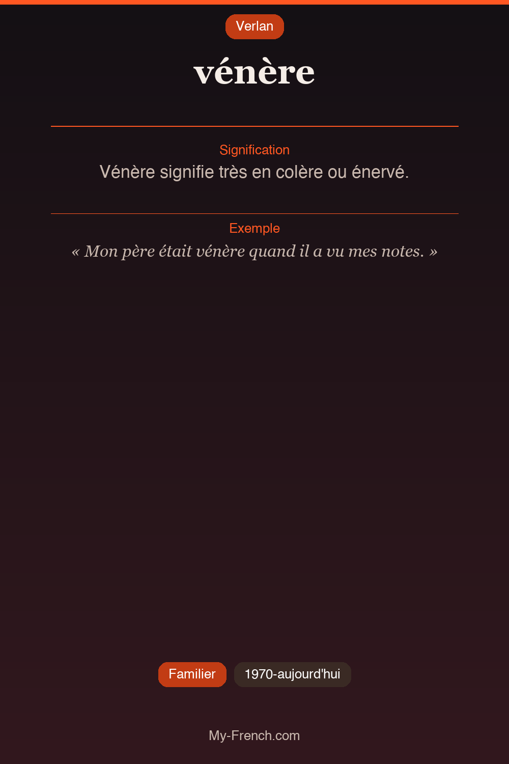 Argot français : « vénère »
