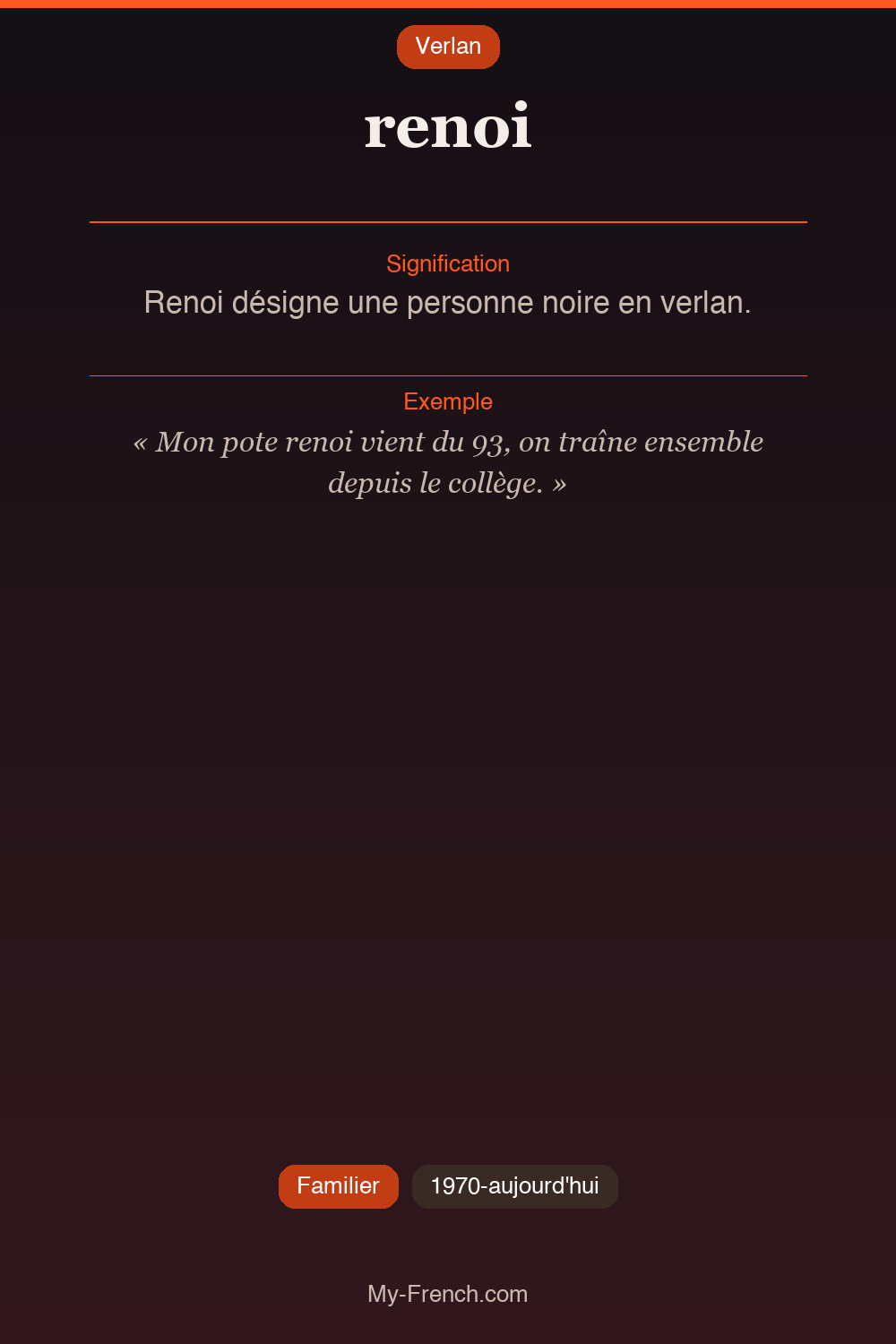 Argot français : « renoi »