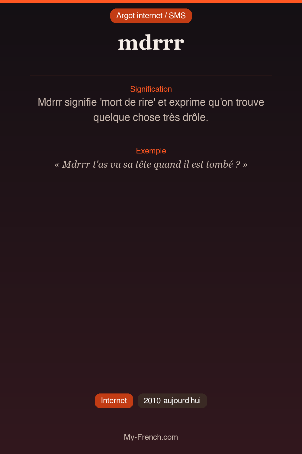 Argot français : « mdrrr »
