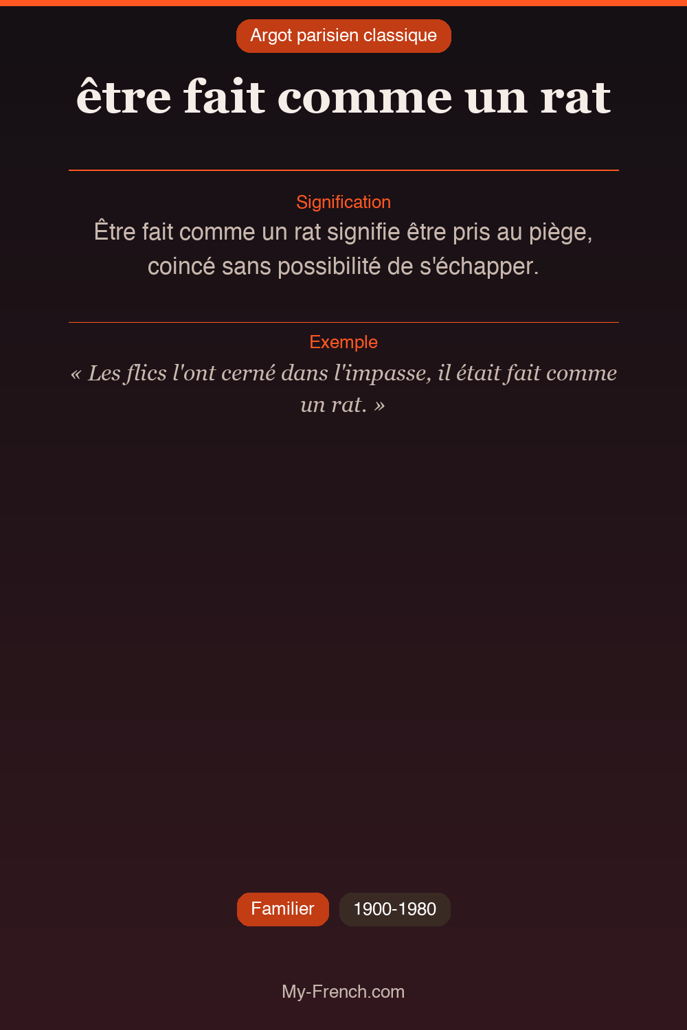Argot français : « être fait comme un rat »