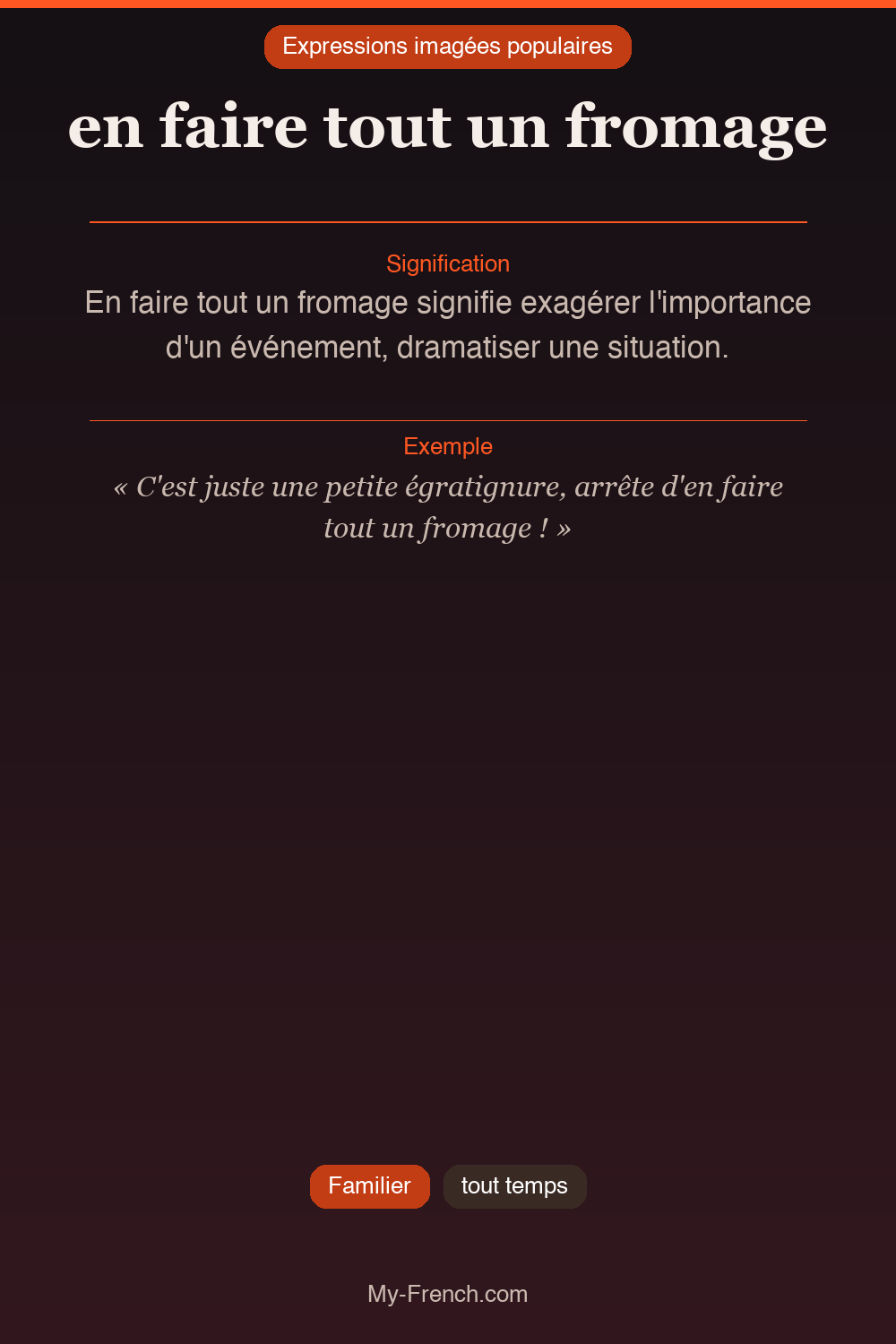 Argot français : « en faire tout un fromage »