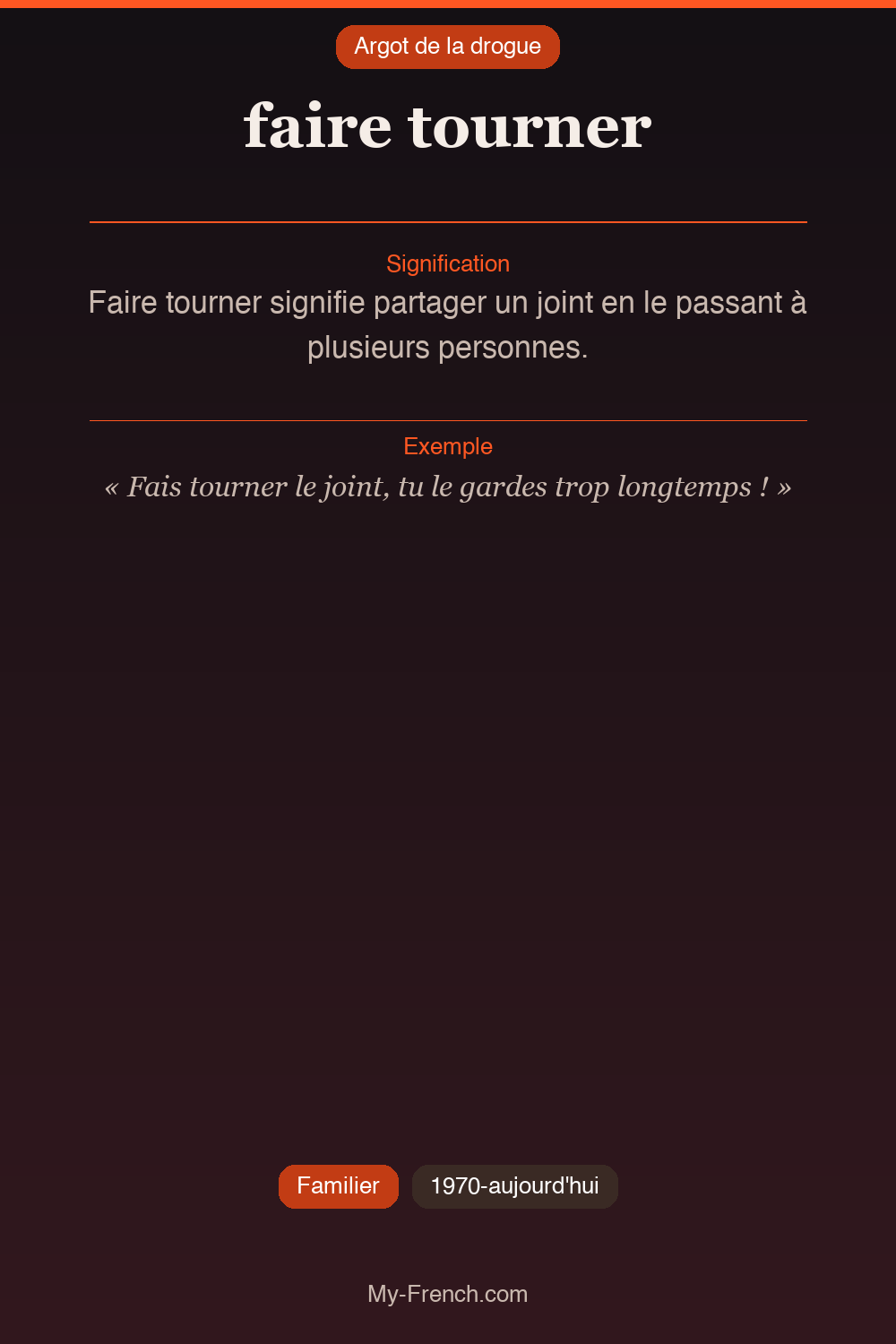 Argot français : « faire tourner »