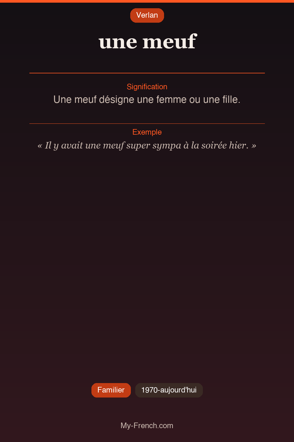 Argot français : « une meuf »