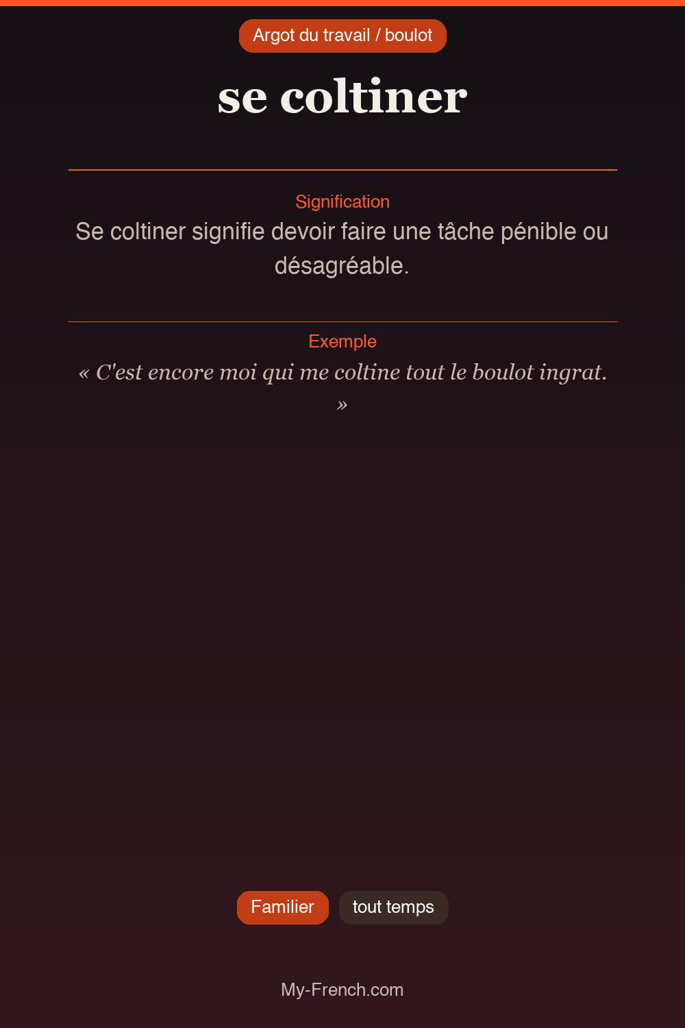 Argot français : « se coltiner »