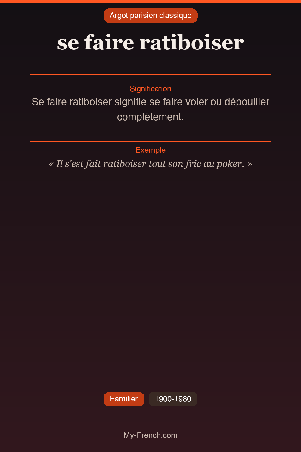 Argot français : « se faire ratiboiser »