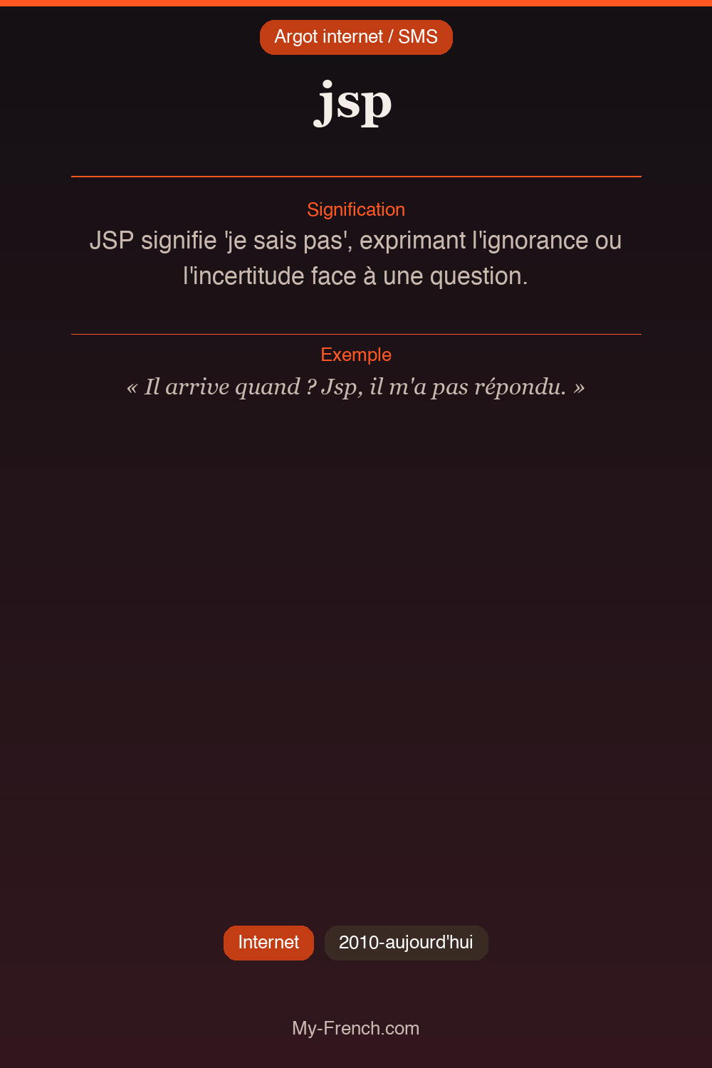 Argot français : « jsp »