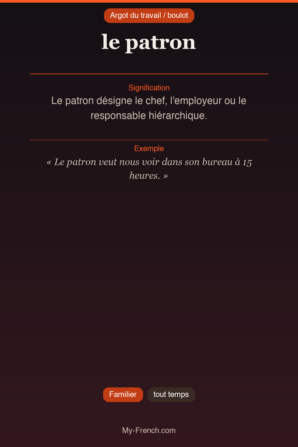 Argot français : « le patron »