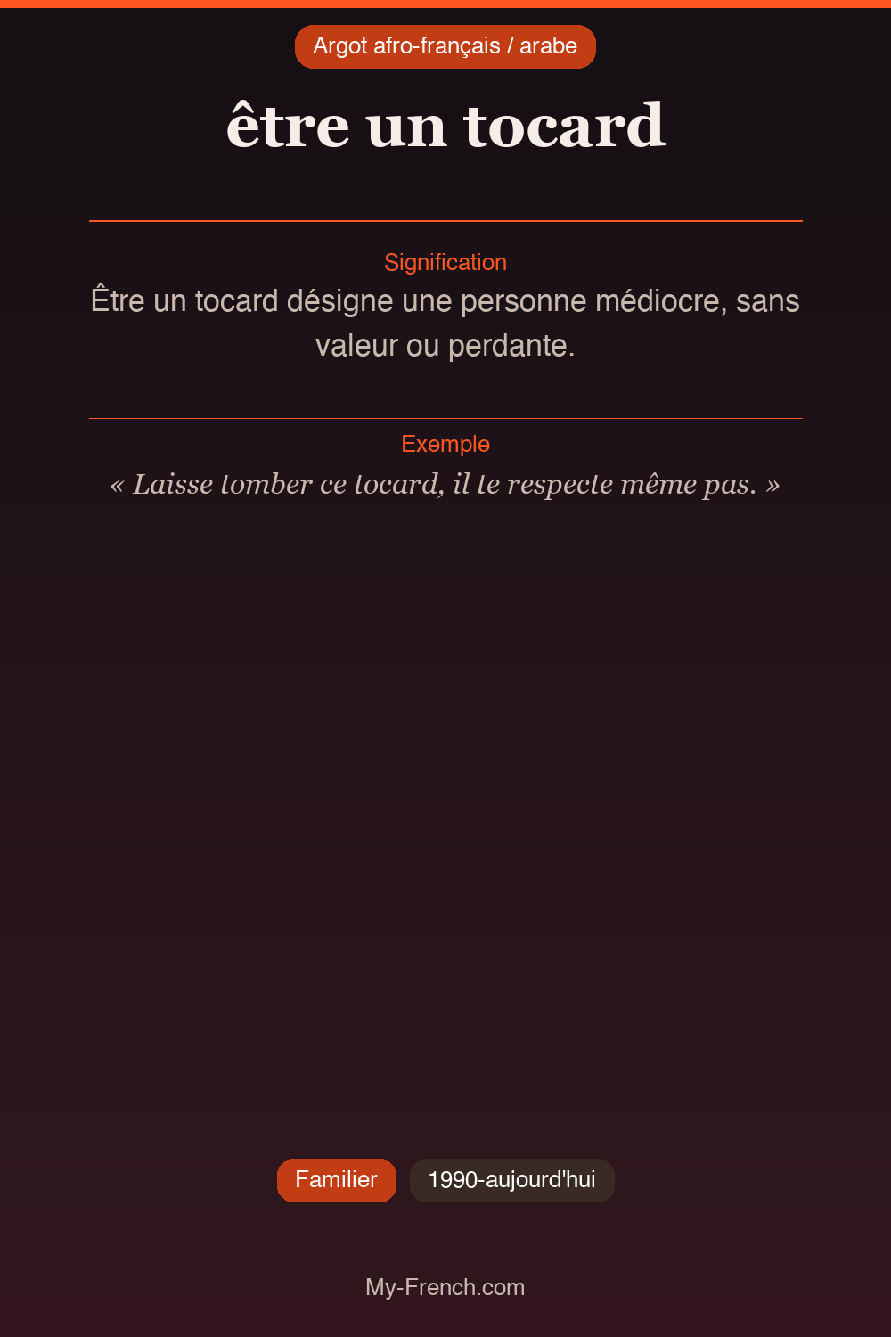 Argot français : « être un tocard »