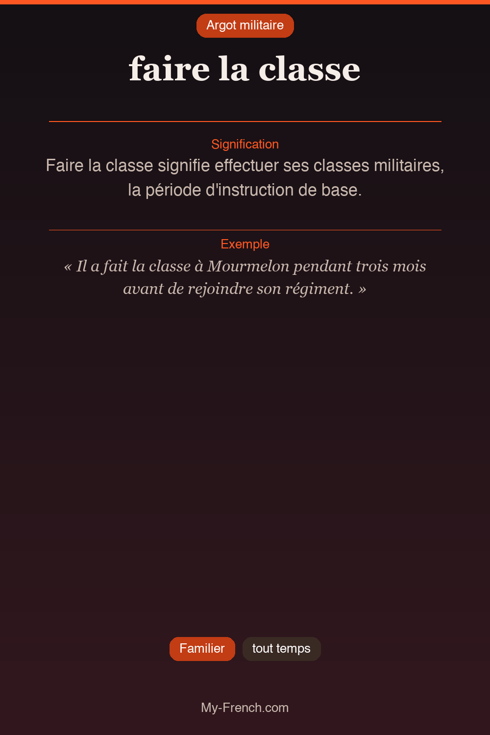 Argot français : « faire la classe »