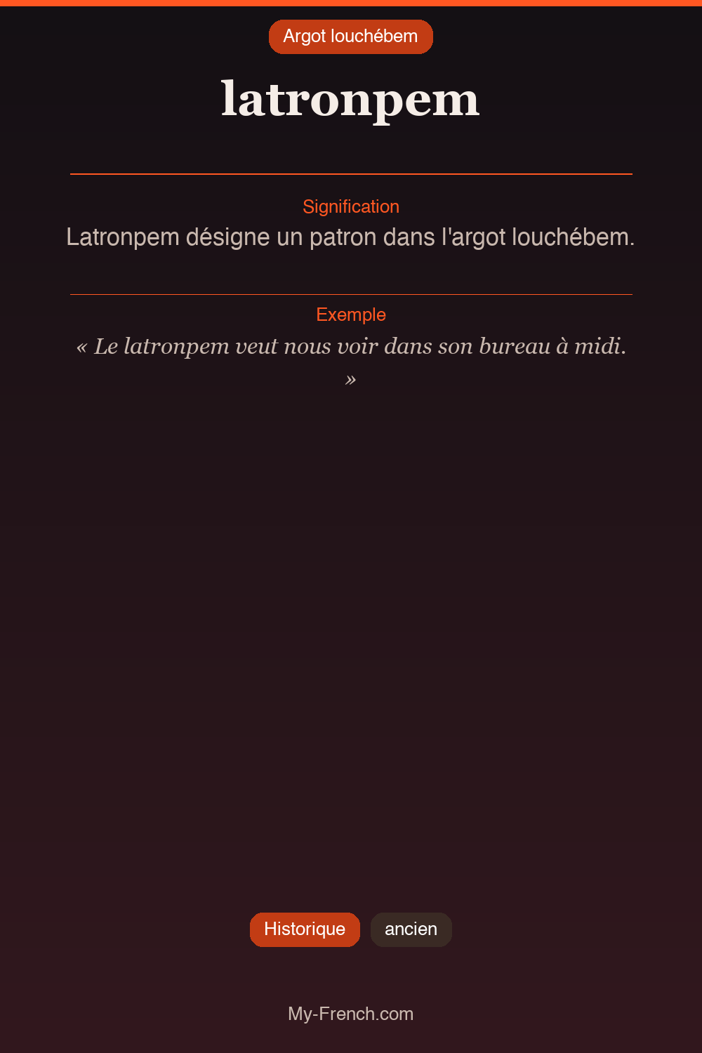 Argot français : « latronpem »