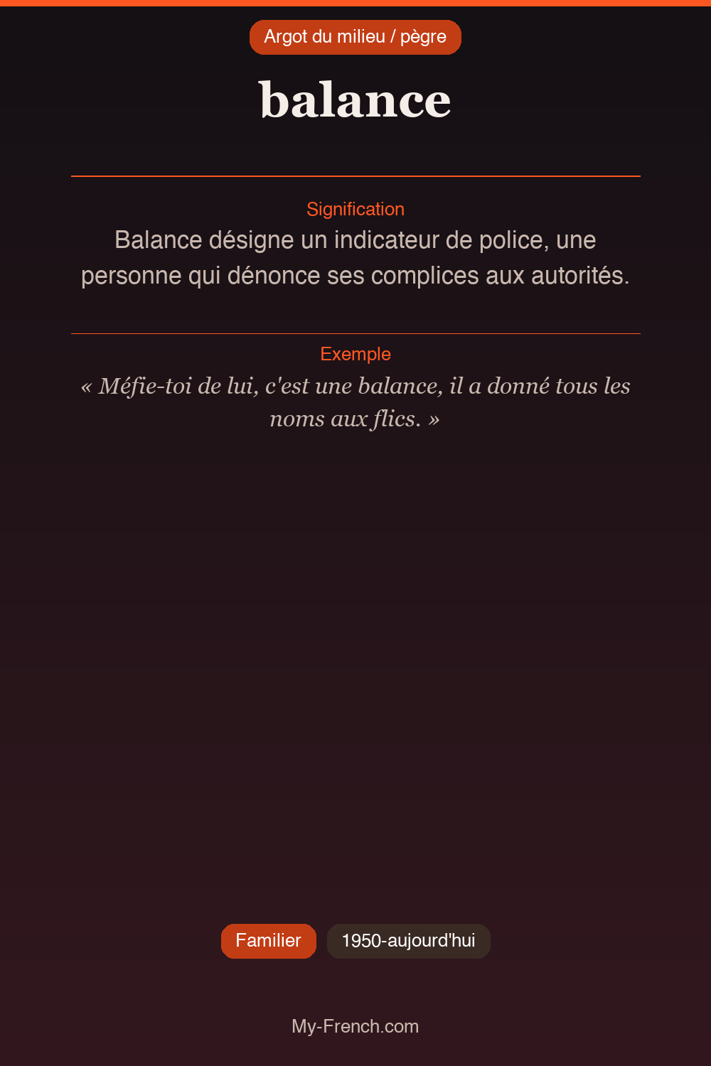 Argot français : « balance »