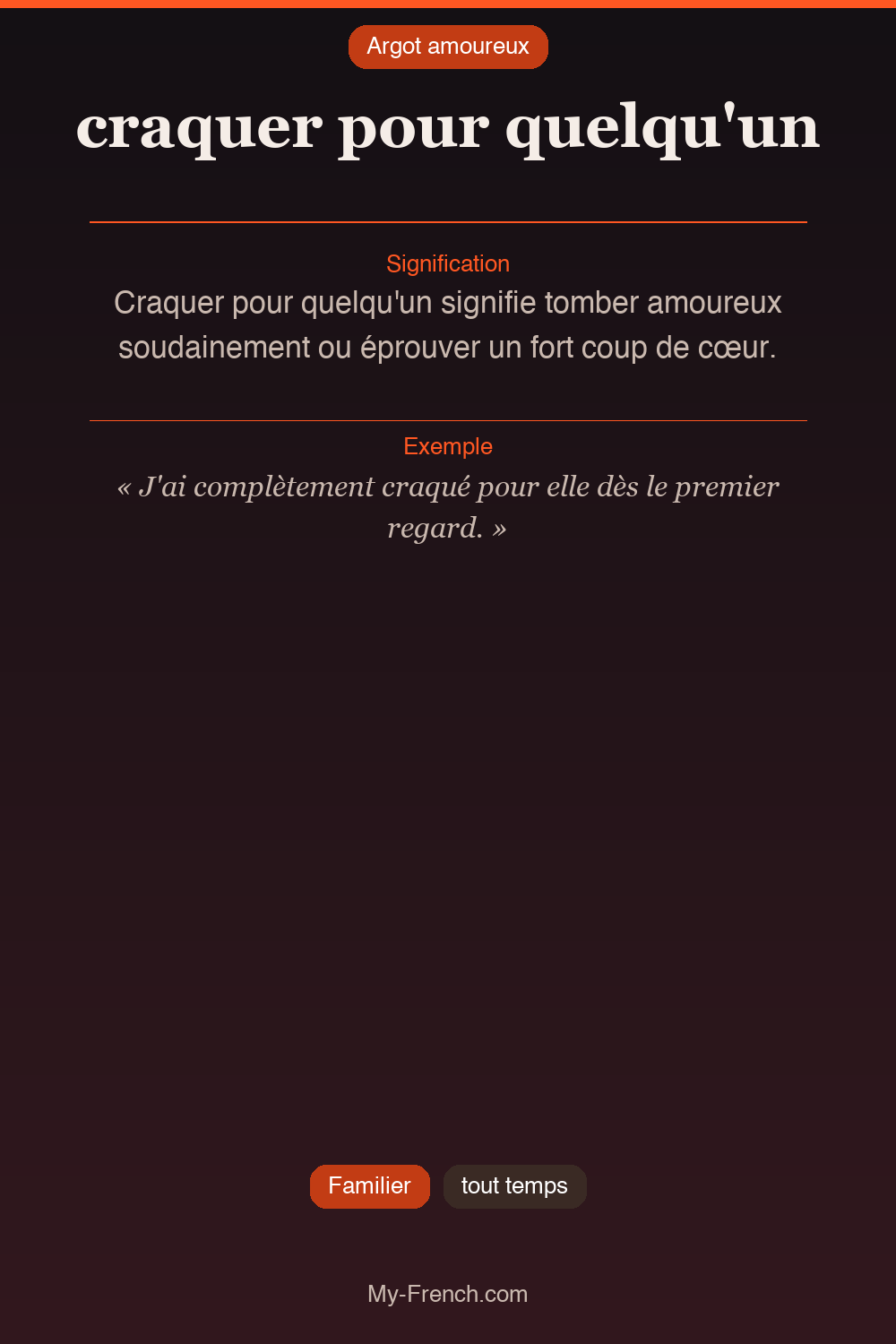 Argot français : « craquer pour quelqu'un »