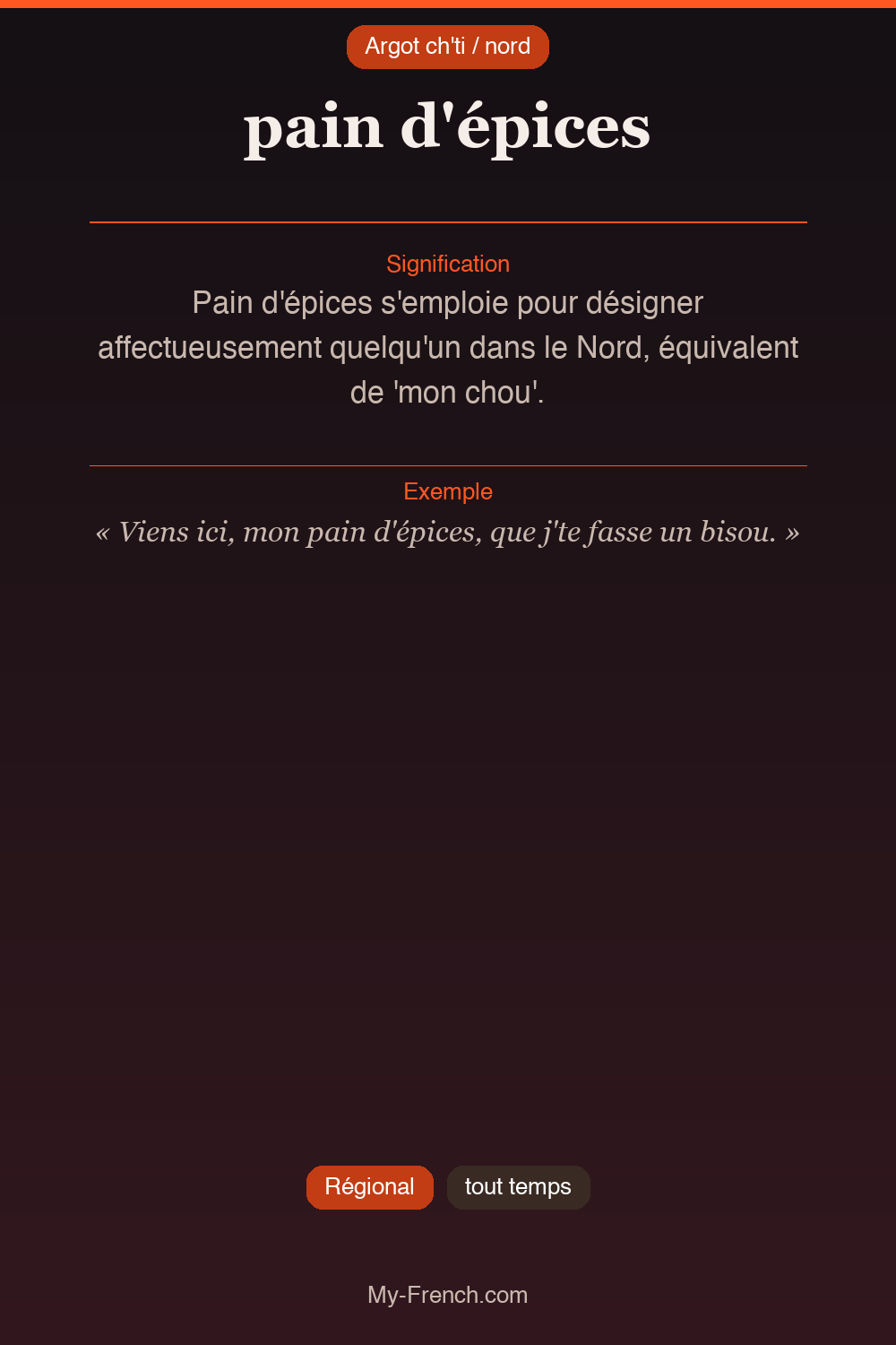 Argot français : « pain d'épices »